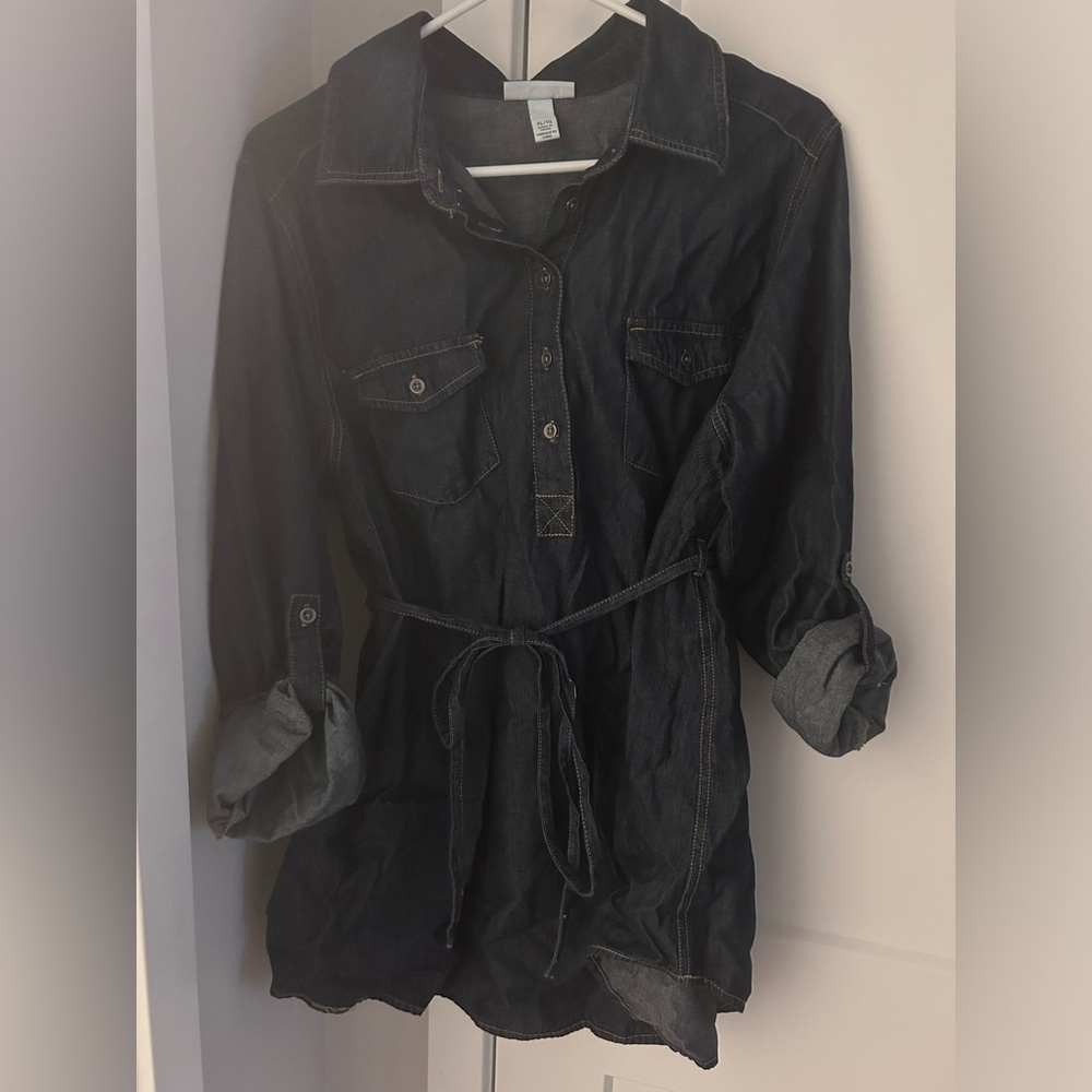 Dark denim maternity blouse